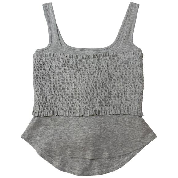 NEW Cinq a Sept Sabine Top Smocked Corset Waist Heather Gray - Size Small - Picture 7 of 8